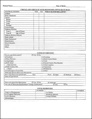 new patient registration form